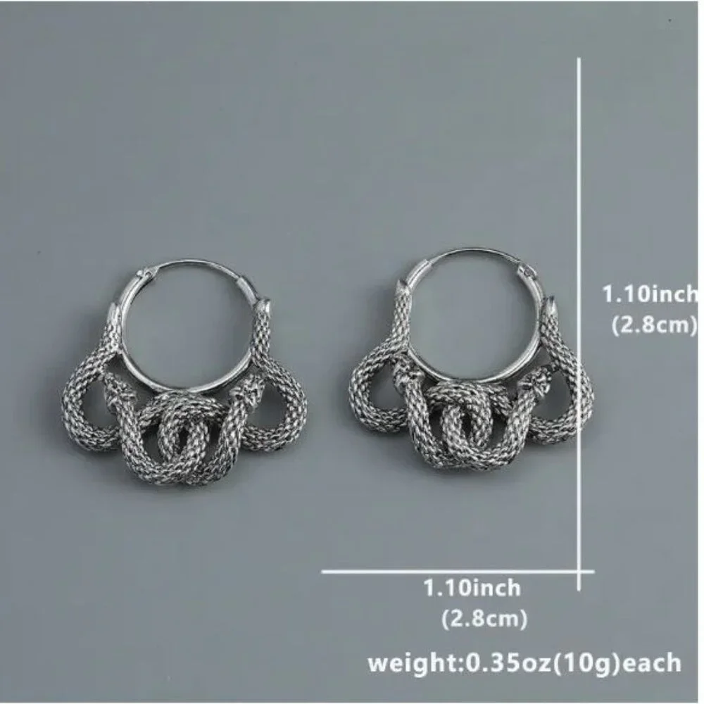 NEW Areanna Antique Silver Coiling Snake Hoop Earrings - Picture 7 of 7